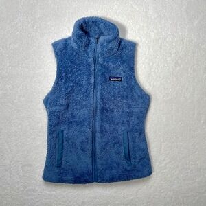 Patagonia Fleece Vest Womens XS Blue Full Zip Pockets Deep Pile Los Gatos Hiking